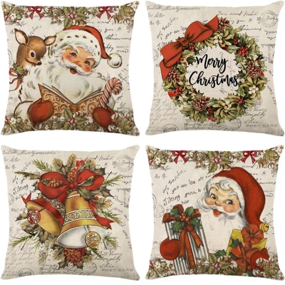 Christmas Decorations - Christmas Pillow Covers 18x18 Set of 4, Holiday Christma